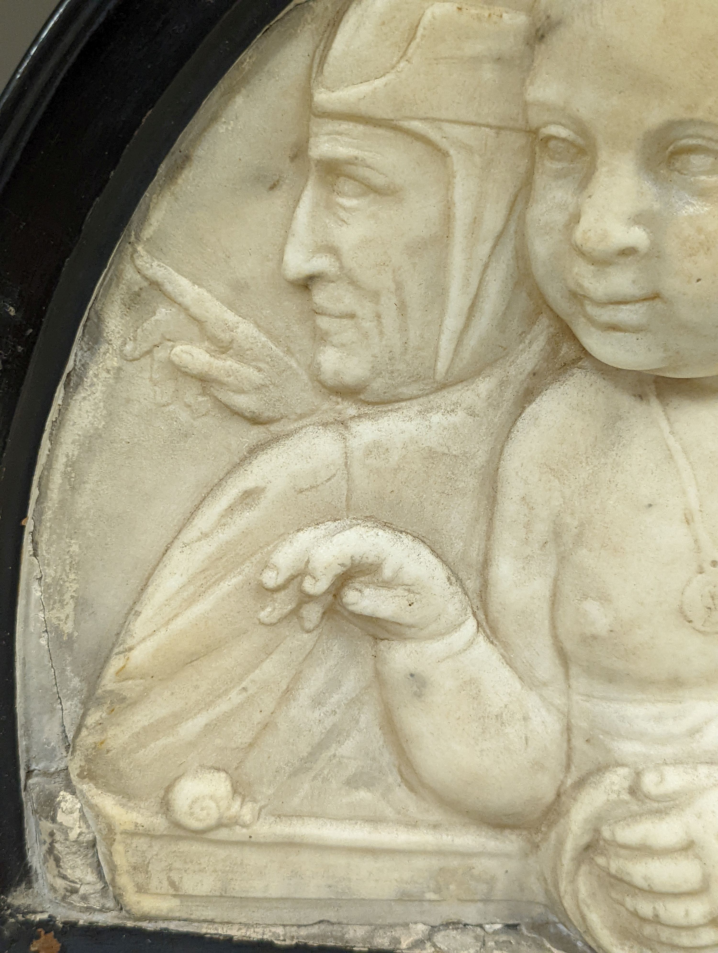 A 19th century carved marble relief of Christ, Dante and Beatrice - 28cm high